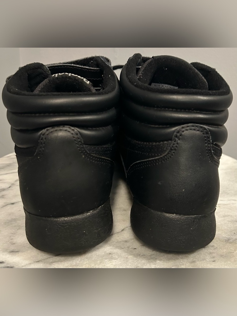 Reebok Freestyle Hi-Top Black Leather Sneakers 5411 Retro-Size 8 1/2 - Picture 3 of 7